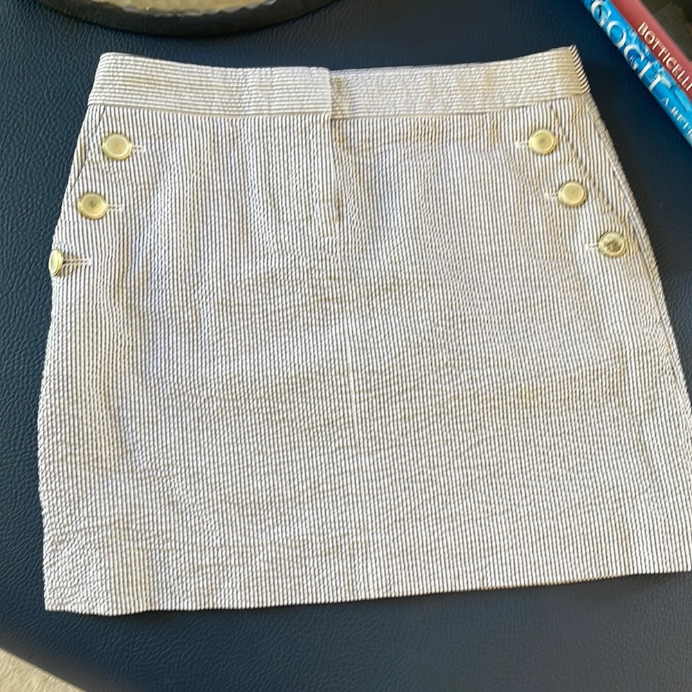 J.Crew Blue and white stripped SearSucker Nautical Skirt Size 0